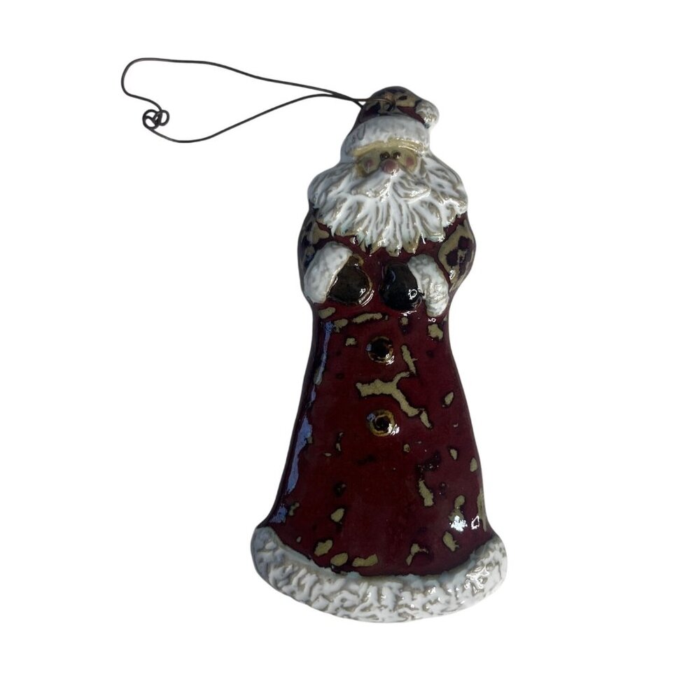 Handcrafted Ceramic Santa Claus Hanging Ornament Christmas Holiday